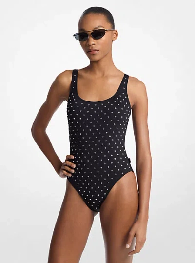 Michael Kors Studded One-piece Swimsuit In Black