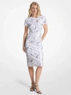 Michael Kors Studded Paisley Scuba Midi Dress In White