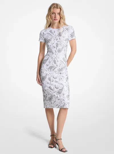 Michael Kors Studded Paisley Scuba Midi Dress In Animal Print