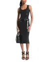 Michael Kors Studded Viscose Blend Midi Dress In Black