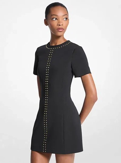 Michael Kors Studded Stretch Crepe Shift Dress In Black