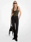 Michael Kors Studded Viscose Blend Bodysuit In Black