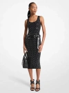 Michael Kors Studded Viscose Blend Midi Dress In Black