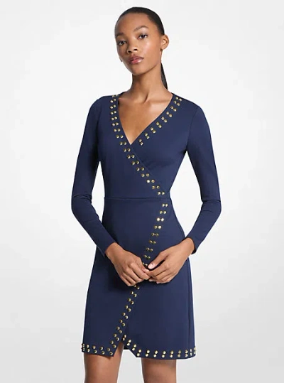 Michael Kors Studded Wrap Dress In Blue