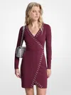 Michael Kors Studded Wrap Dress In Burgundy