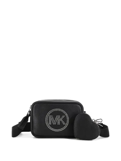 Michael Kors Kids' Stud-embellished Logo Shoulder Bag In Black