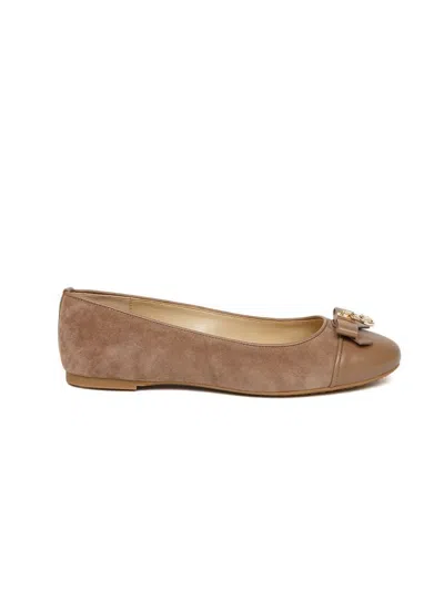 Michael Kors Suede And Leather Blend Ballet Flat In Brown