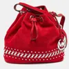 MICHAEL KORS SUEDE AND LEATHER FRANKIE DRAWSTRING BAG