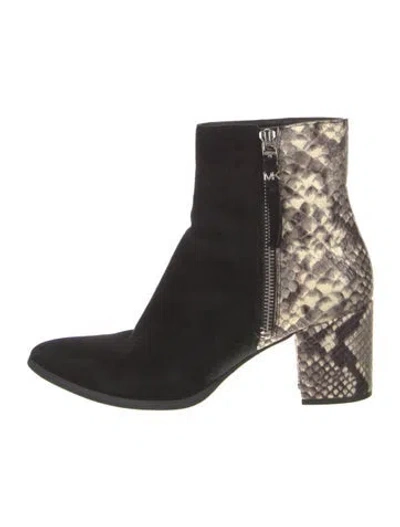 Pre-owned Michael Kors Suede Animal Print Boots In Black