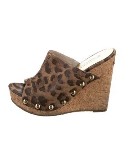 Pre-owned Michael Kors Suede Animal Print Mules In Multi