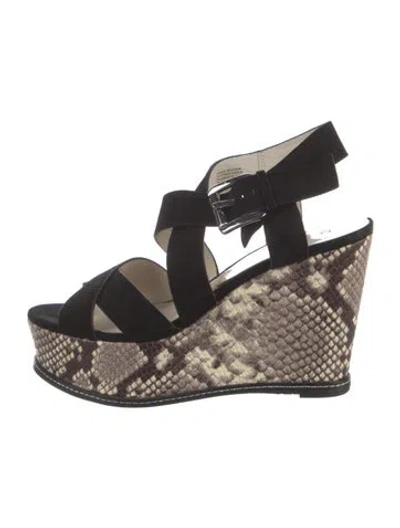 Pre-owned Michael Kors Suede Animal Print Sandals In Neutral