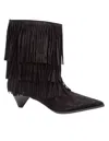 Michael Kors Suede Ankle Boot With Fringe In Black