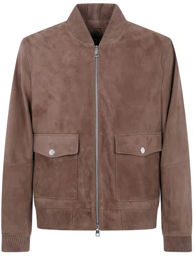 Michael Kors Suede Bomber Jacket In Brown
