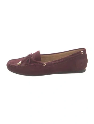 Pre-owned Michael Kors Suede Bow Accents Loafers In Burgundy