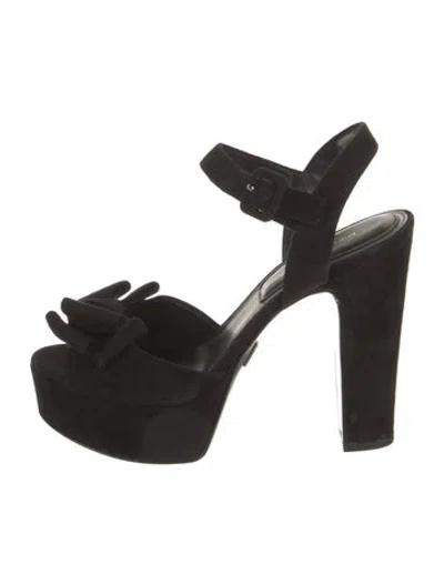 Pre-owned Michael Kors Suede Bow Accents Slingback Pumps In Black