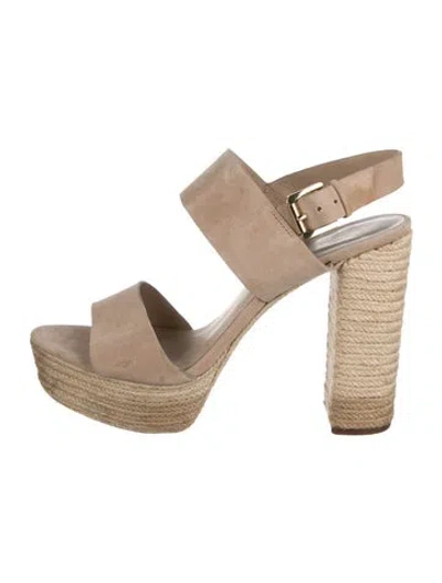 Pre-owned Michael Kors Suede Braided Accents Espadrilles In Neutrals