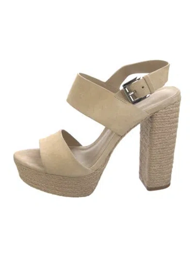 Pre-owned Michael Kors Suede Braided Accents Slingback Sandals In Neutral