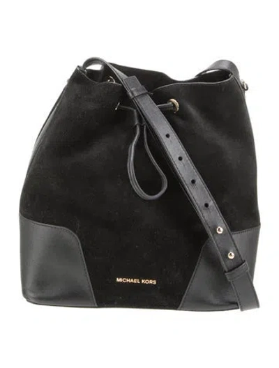 Pre-owned Michael Kors Suede Bucket Bag In Black