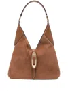 Michael Kors Suede Buckled Shoulder Bag In Brown