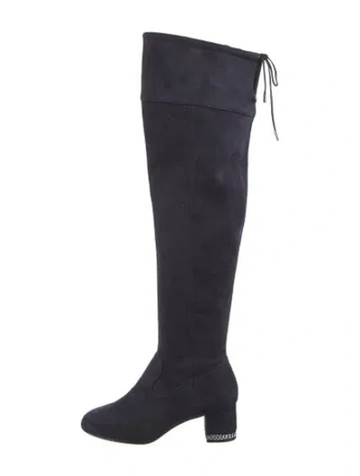 Pre-owned Michael Kors Suede Chain-link Accents Boots In Blue