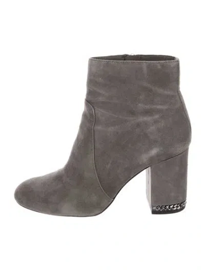 Pre-owned Michael Kors Suede Chain-link Accents Boots In Gray