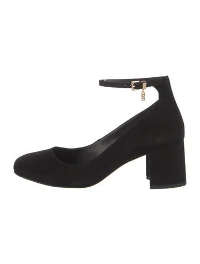 Pre-owned Michael Kors Suede Chain-link Accents Pumps In Black