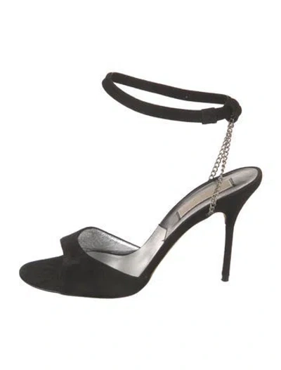 Pre-owned Michael Kors Suede Chain-link Accents Sandals In Black