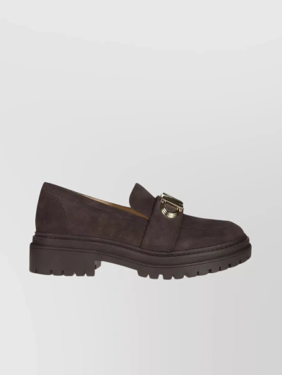 Michael Kors Suede Chunky Sole Loafers In Black