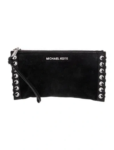 Pre-owned Michael Kors Suede Clutch In Black