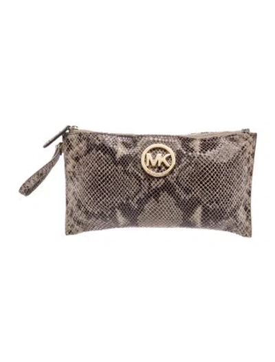 Pre-owned Michael Kors Suede Clutch In Neutral