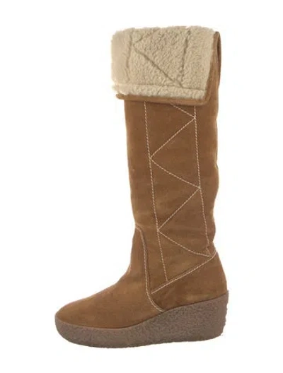Pre-owned Michael Kors Suede Colorblock Pattern Boots In Brown