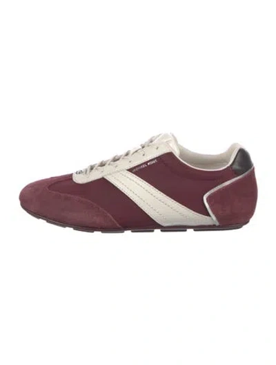 Pre-owned Michael Kors Suede Colorblock Pattern Sneakers In Burgundy