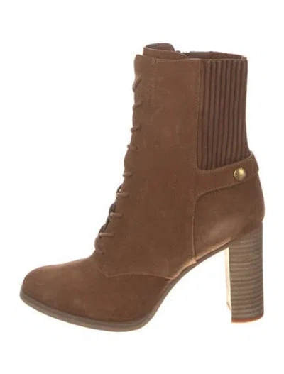 Pre-owned Michael Kors Suede Combat Boots In Brown