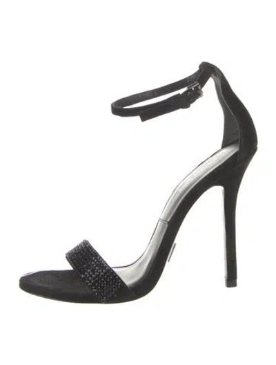 Pre-owned Michael Kors Suede Crystal Embellishments Sandals In Black