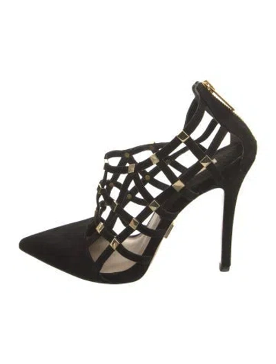 Pre-owned Michael Kors Suede Cutout Accent Pumps In Black
