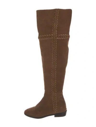 Pre-owned Michael Kors Suede Eyelet Trim Boots In Brown