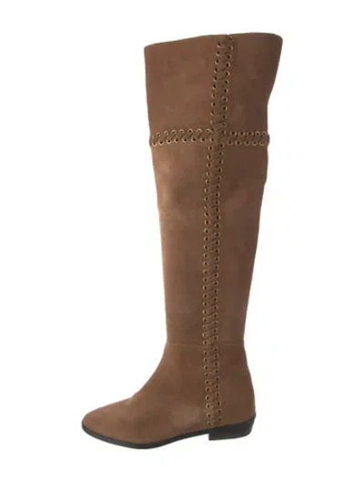 Pre-owned Michael Kors Suede Eyelet Trim Boots In Brown