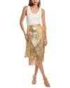 Michael Kors Collection Suede Fringe Skirt In Gold