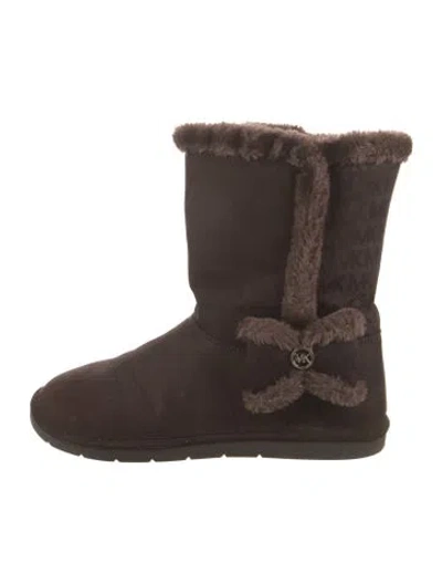 Pre-owned Michael Kors Suede Graphic Print Boots In Brown