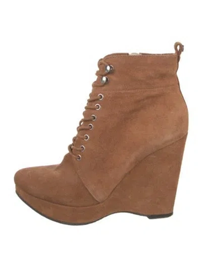 Pre-owned Michael Kors Suede Lace-up Boots In Brown
