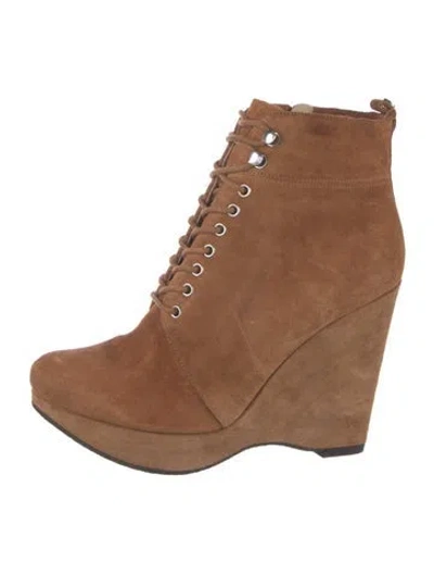 Pre-owned Michael Kors Suede Lace-up Boots In Brown