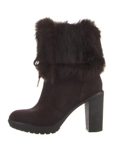 Pre-owned Michael Kors Suede Lace-up Boots In Brown