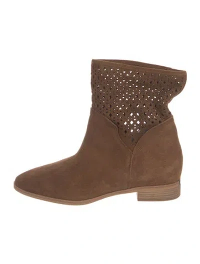 Pre-owned Michael Kors Suede Lasercut Accents Boots In Brown