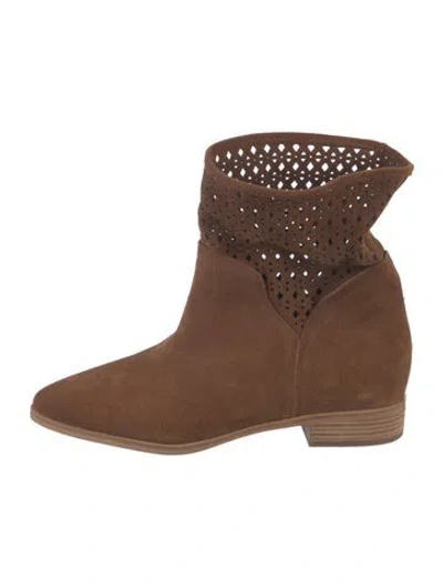 Pre-owned Michael Kors Suede Lasercut Accents Boots In Brown