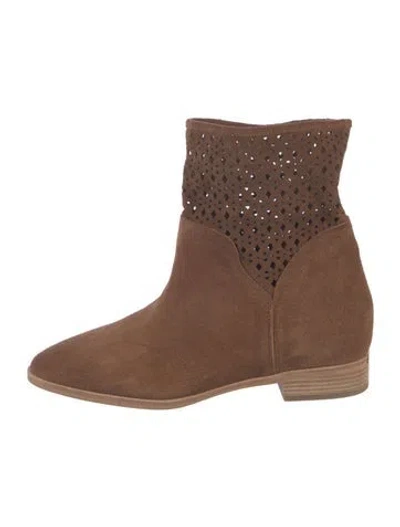 Pre-owned Michael Kors Suede Lasercut Accents Boots In Brown