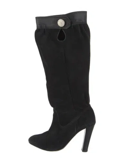 Pre-owned Michael Kors Suede Leather Trim Embellishment Boots In Black