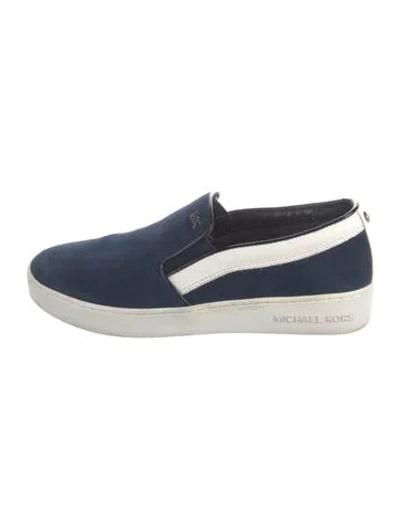 Pre-owned Michael Kors Suede Leather Trim Embellishment Sneakers In Blue