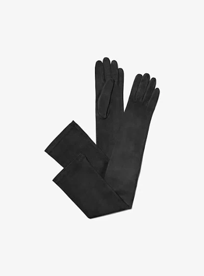 Michael Kors Suede Opera Gloves In Black