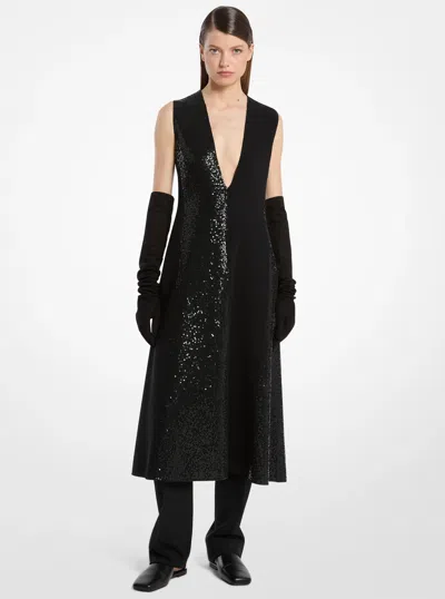 Michael Kors Suede Opera Gloves In Black