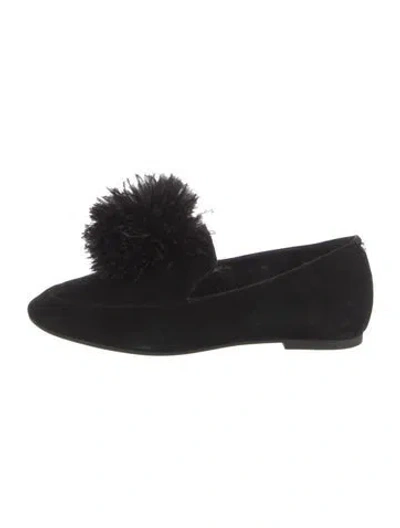 Pre-owned Michael Kors Suede Pom-pom Embellishments Loafers In Black